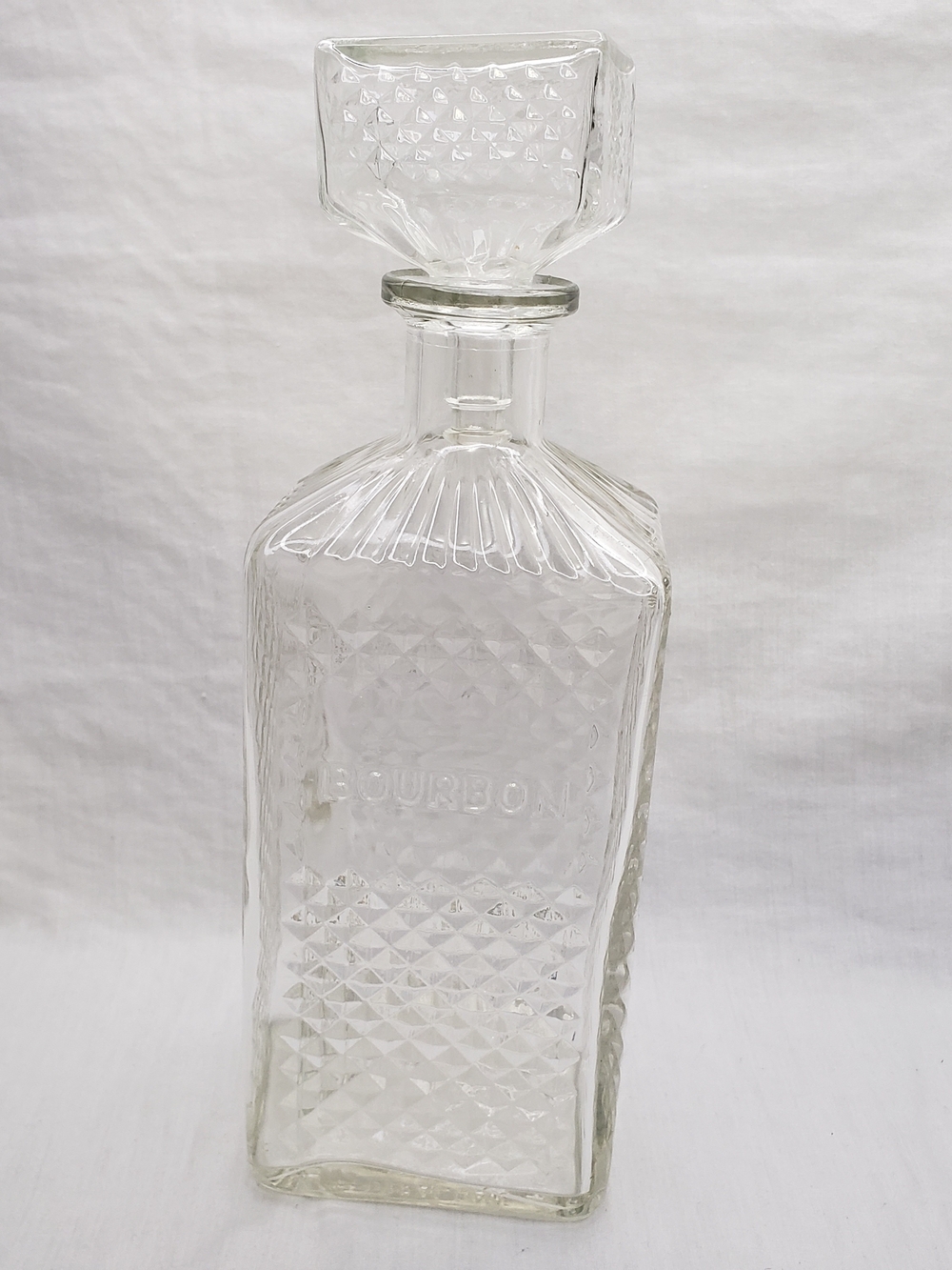 Vintage Pressed Glass Clear Glass Bourbon Decanter